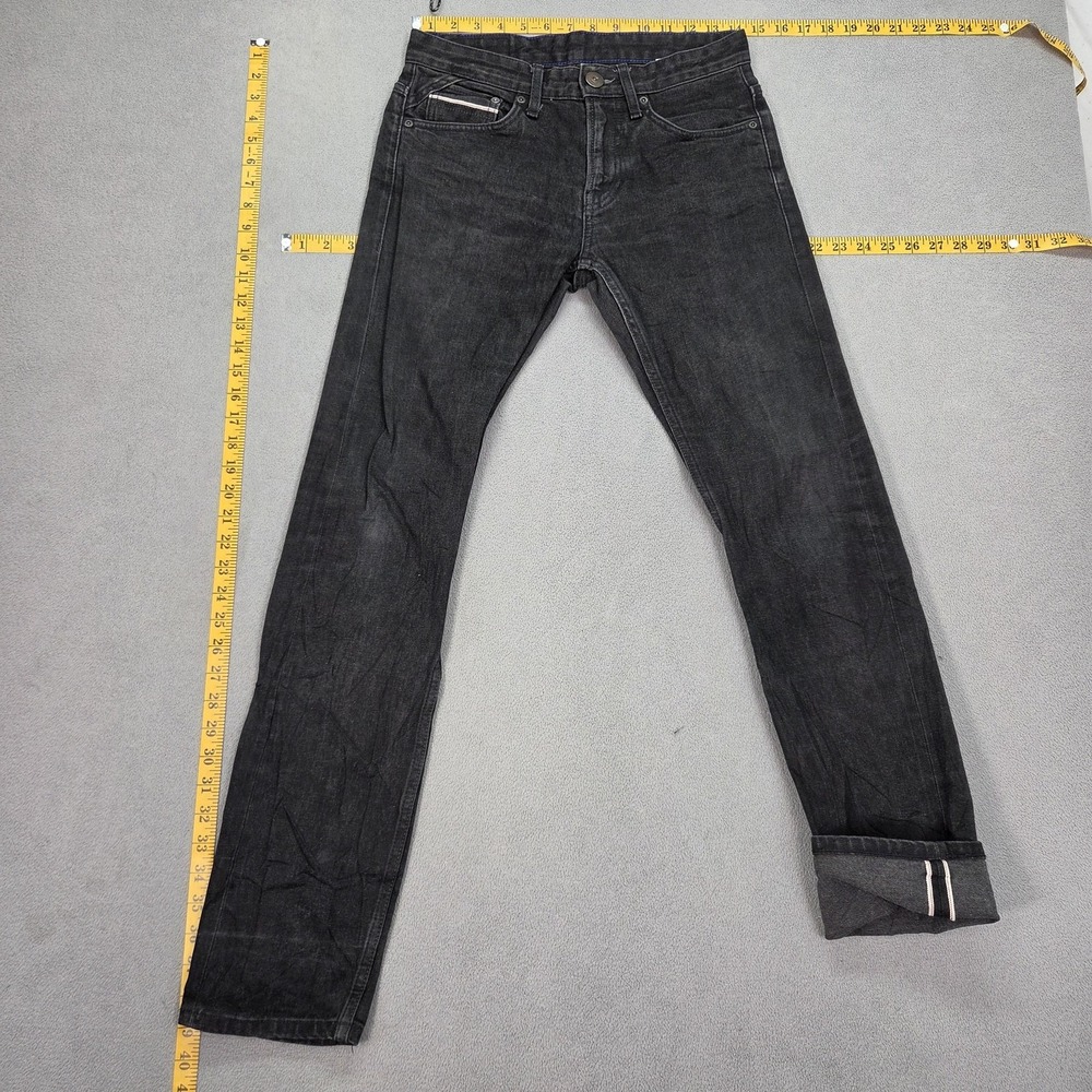 Raw Denim Jeans Mens Black‎ Skinny Selvedge Zip Fly Stretch Fits 28x30